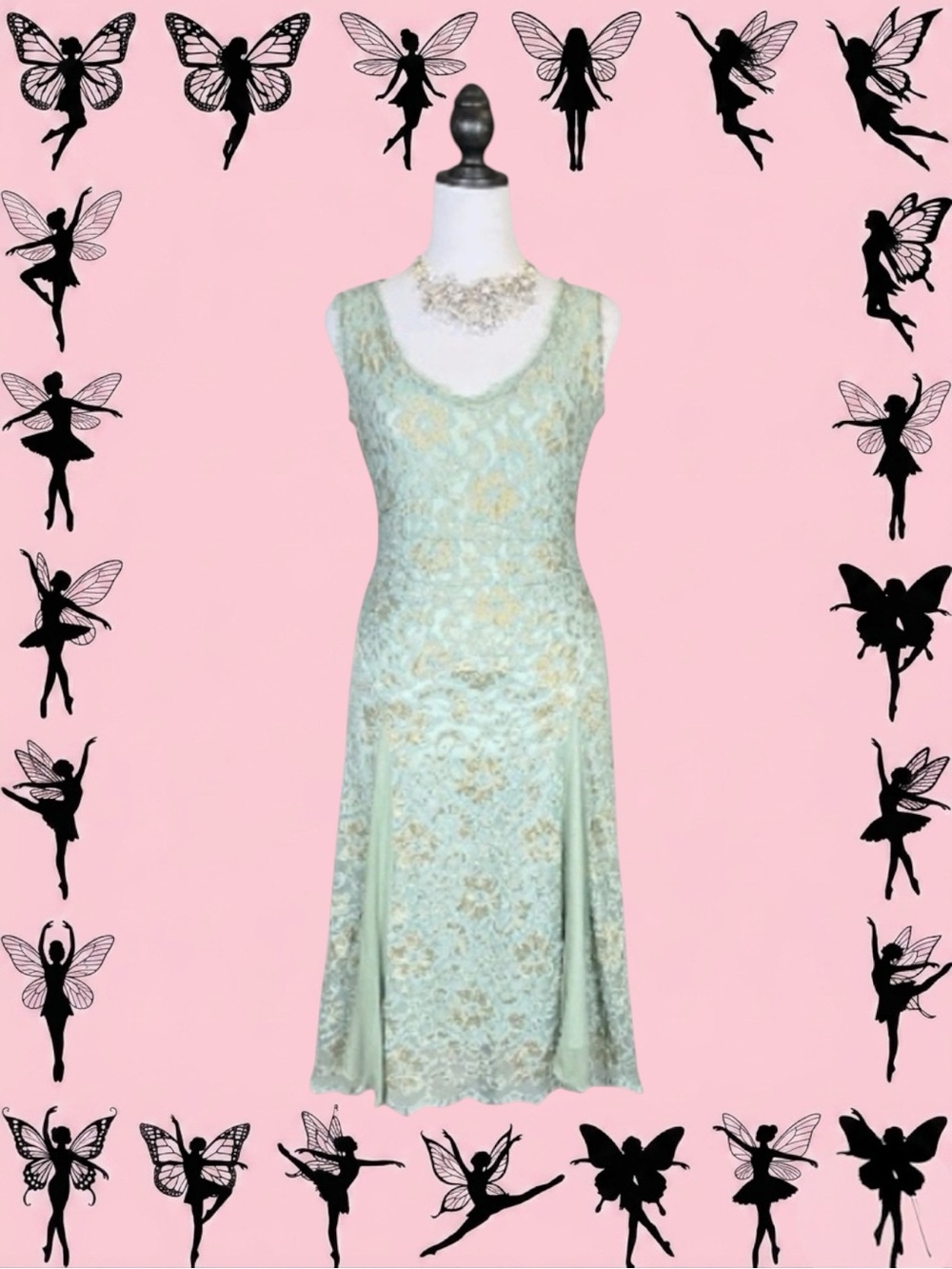Vintage Heart Moon Star Retro 90s Glam Fairycore Coquette Old Hollywood Dress L